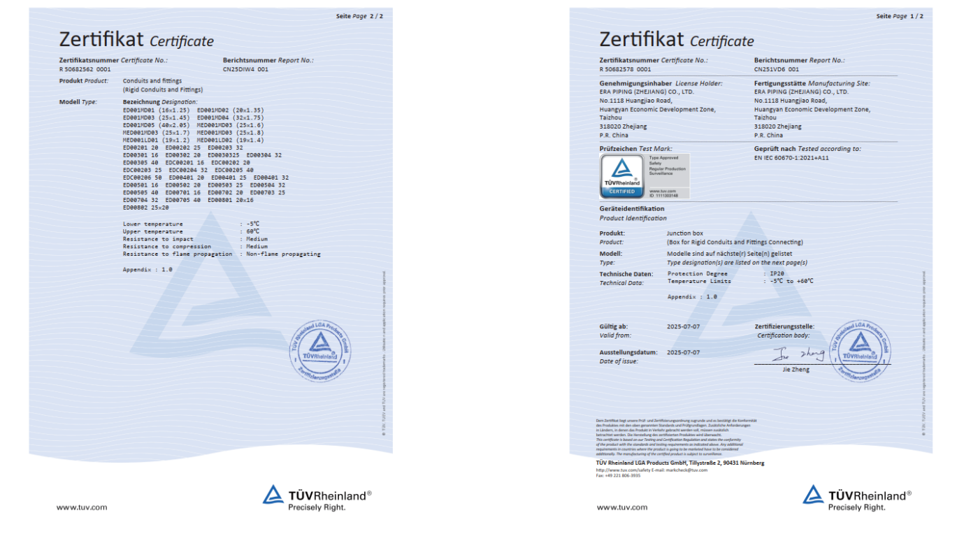 ERA international certificates ERA international certificates