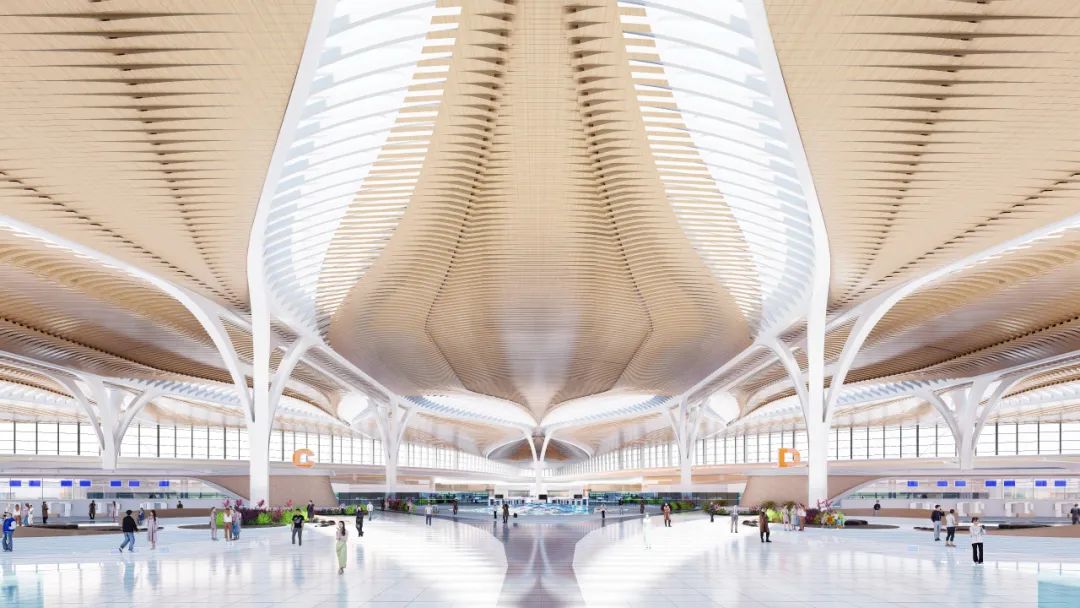 Eastern Hub terminal interior with lattice roof structure Eastern Hub terminal interior with lattice roof structure