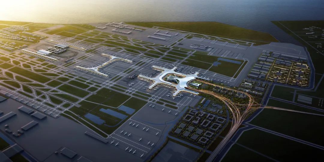 Pudong International Airport T3 terminal aerial view Pudong International Airport T3 terminal aerial view