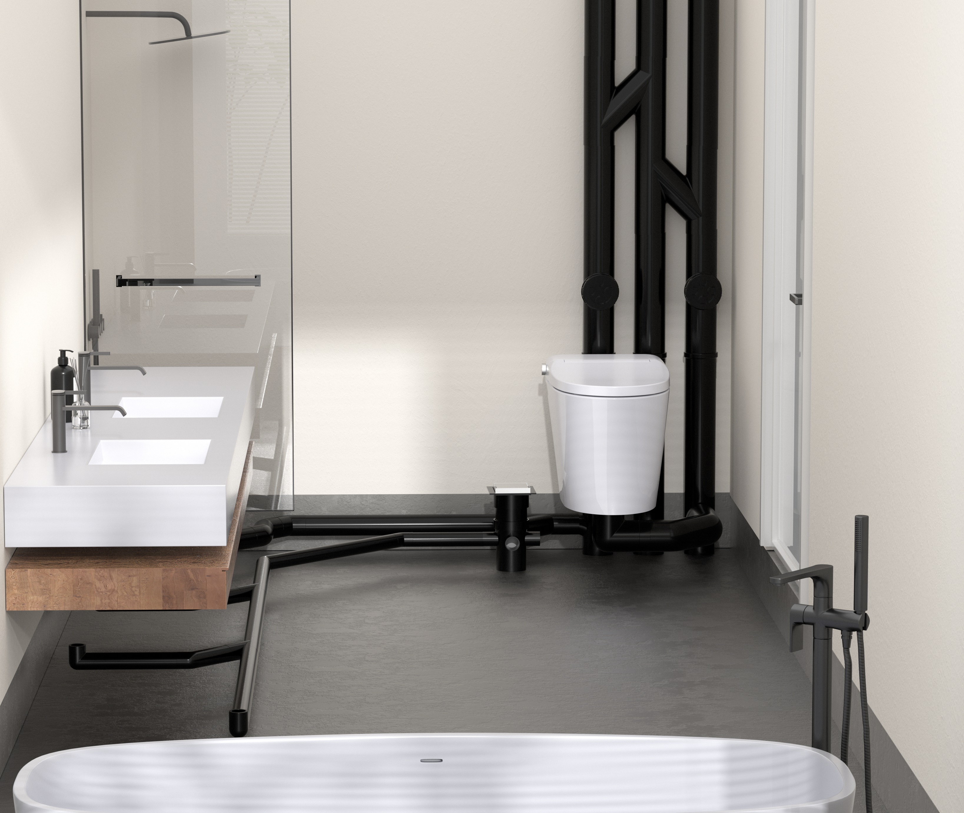 Modern residential building HDPE same-floor drainage application11 Modern residential building HDPE same-floor drainage application11