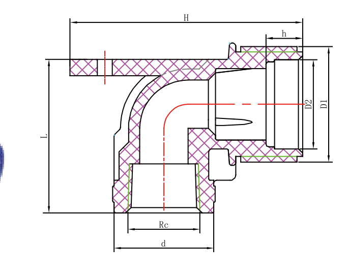 III PP COMPRESSION FITTINGS FEMALE THREAD ELBOW WITH EAR