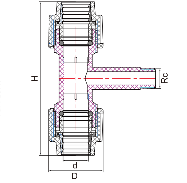 PP COMPRESSION FITTINGS LONG MALE TEE