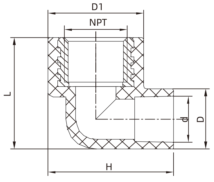 CPVC NBR Fittings Brass Threaded Female Elbow