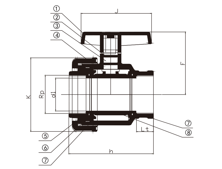 PP SINGLE UNION BALL VALVE F/F