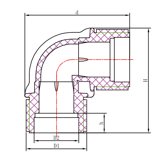 III PP COMPRESSION FITTINGS 90° ELBOW