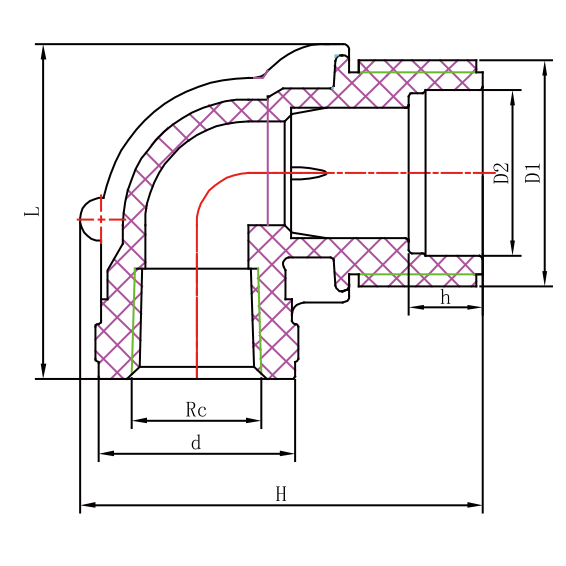 III PP COMPRESSION FITTINGS FEMALE THREAD ELBOW
