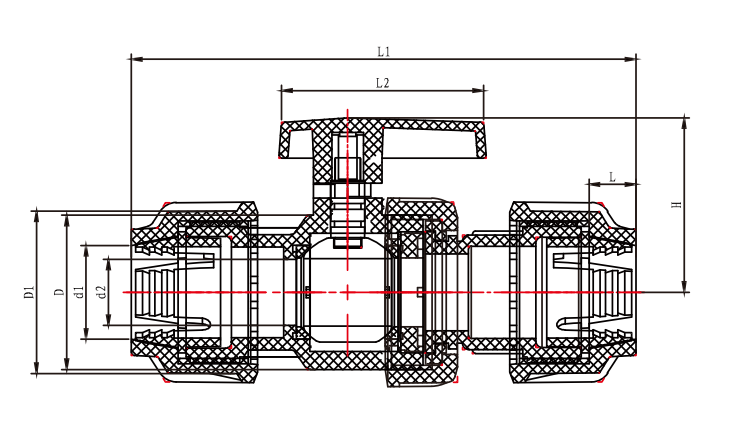 PP COMPRESSION TRUE UNION BALL VALVE