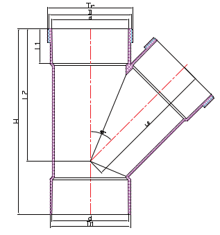 AUDT010 45°JUNCTION F/F