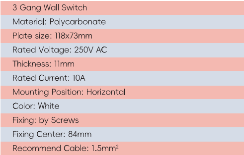 GYS03 3 Gang Wall Switch