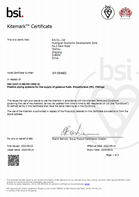 26 KITEMARK UK PE FITTINGS FOR GAS SUPPLY