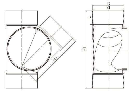 45° SIDE ACCESS JUNCTIOIN RIGHT BIG WHEEL F/F