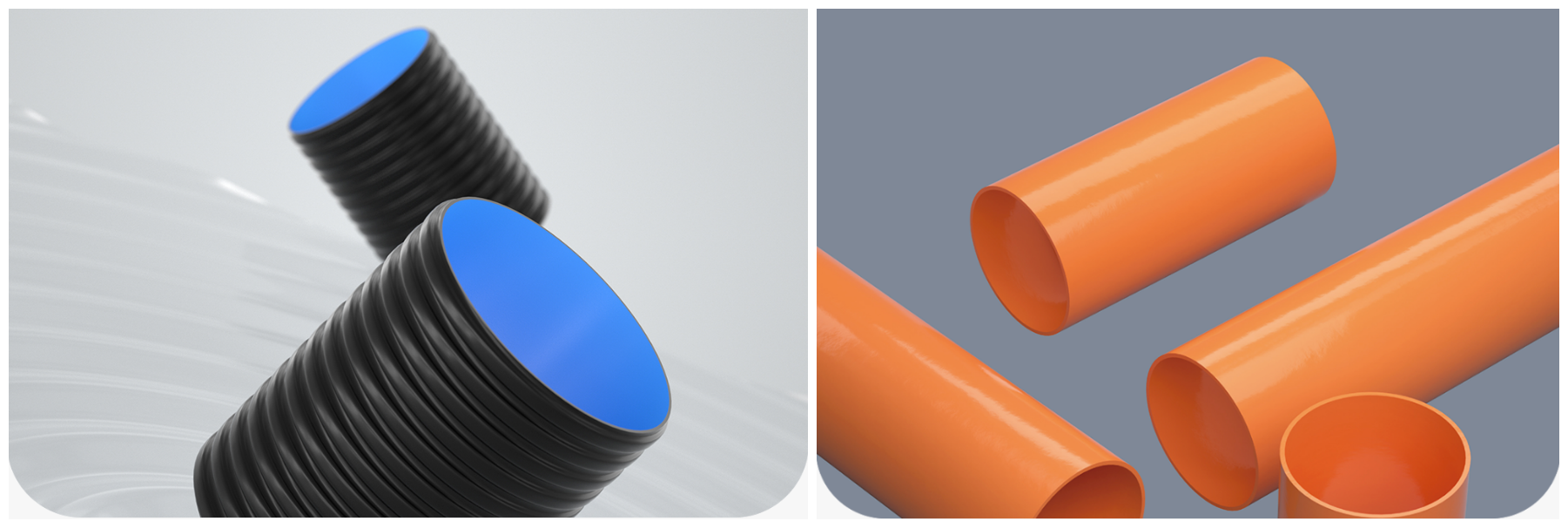 HDPE Double Wall Corrugated Pipes and ERA PE Solid Wall Communication Pipes