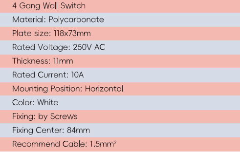 GYS04 4 Gang Wall Switch