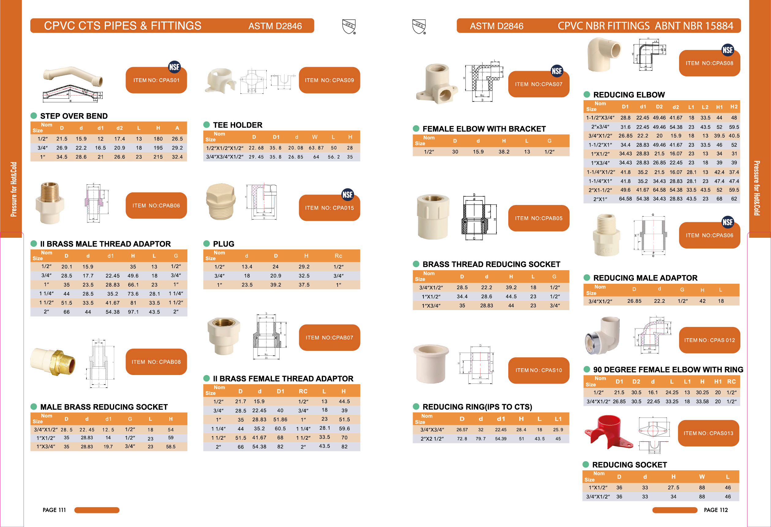 CPVC ASTM D2846 CTS PIPES&FITTINGS