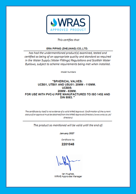 31 WRAS UK PVC BALL VALVES