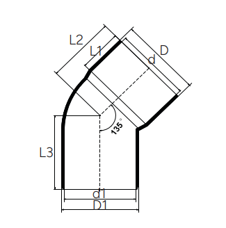 UDR003 45° ELBOW M/F