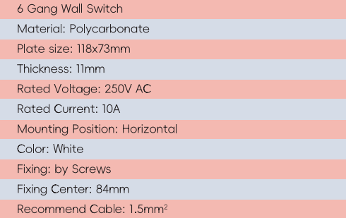 GYS06 6 Gang Wall Switc