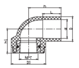 PVC SCH80 FEMALE ELBOW WITH BRASS