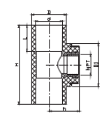 PVC SCH80 FEMALE TEE WITH BRASS