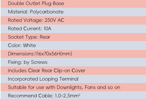GYTB01 Double Outlet Plug Base