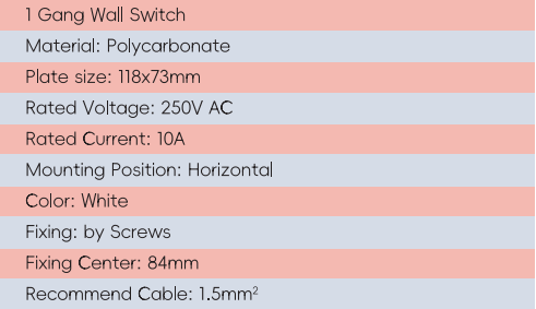 GYS01 1 Gang Wall Switch