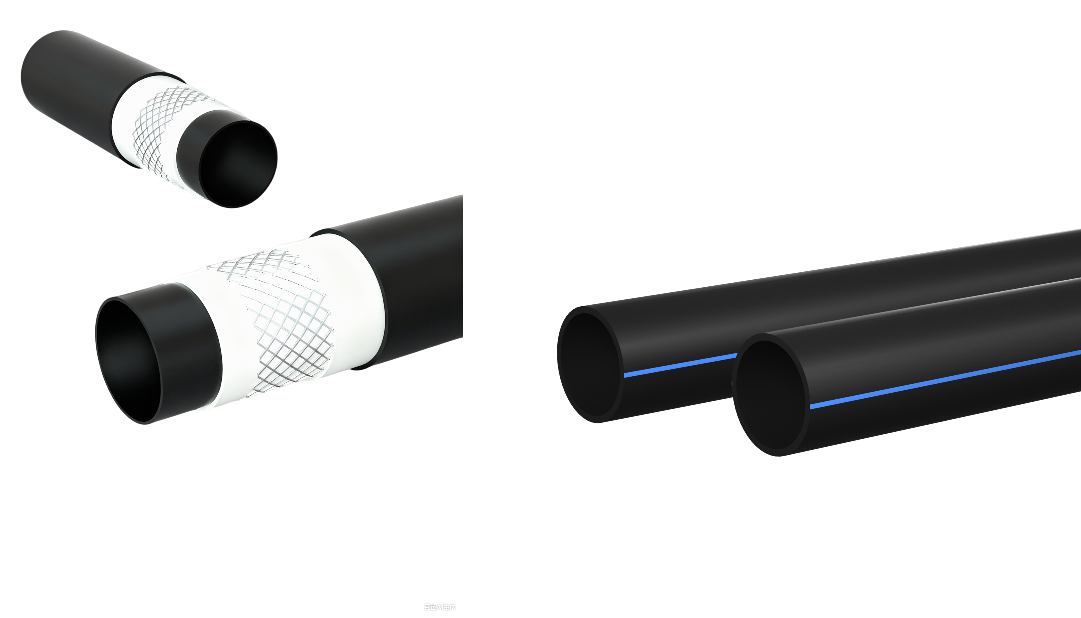 HDPE solid wall pipes for water supply.