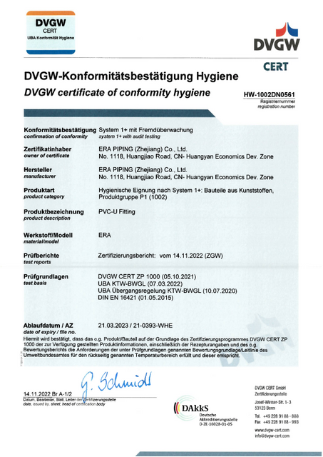 3 DVGW GERMANY PVC FITTINGS