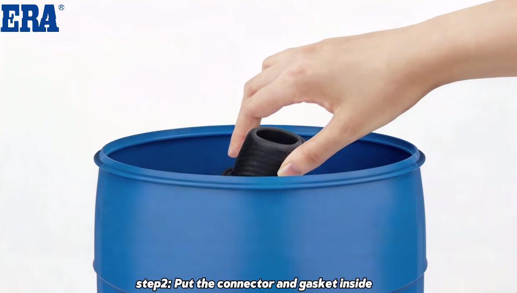 Step2 Put the connector and gasket inside