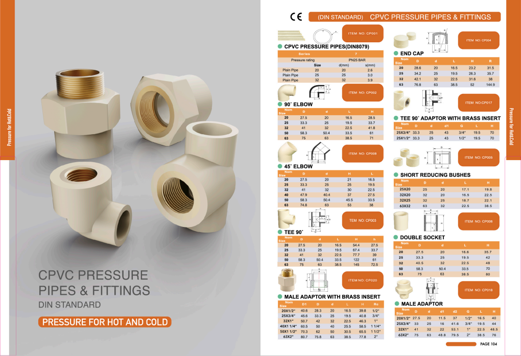 CPVC PIPE AND FITTINGS FOR HOT AND COLD WATER
