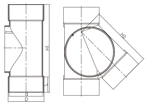 45° SIDE ACCESS JUNCTIOIN LEFT BIG WHEEL F/F