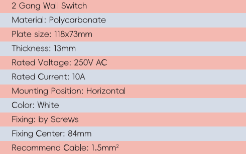 GYS02 2 Gang Wall Switch