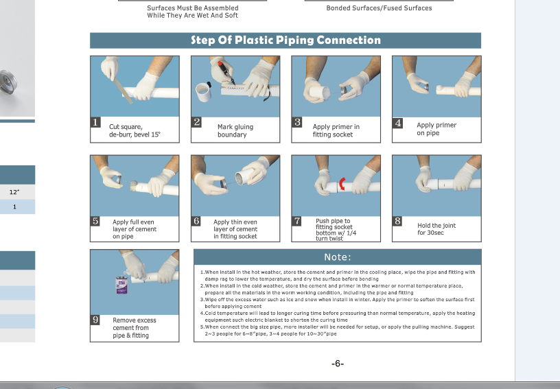 connect the PVC pipe fittings with glue