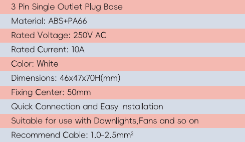 GYPB04 3Pin Single Outlet Plug Base 