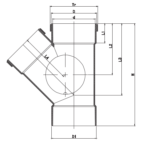 45°SIDE ACCESS JUNCTIOIN LEFT F/F