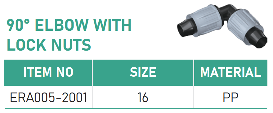 90&deg; ELBOW WITH LOCK NUTS