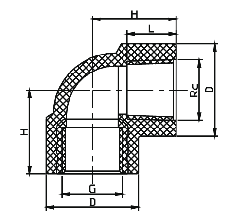 Female elbow with brass TPF009