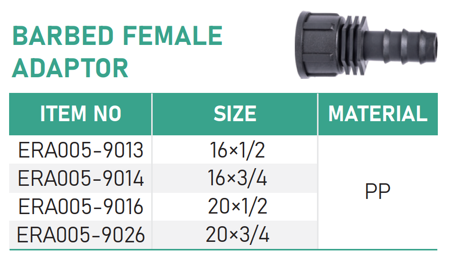 BARBED FEMALE ADAPTOR