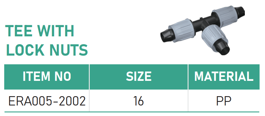 TEE WITH LOCK NUTS