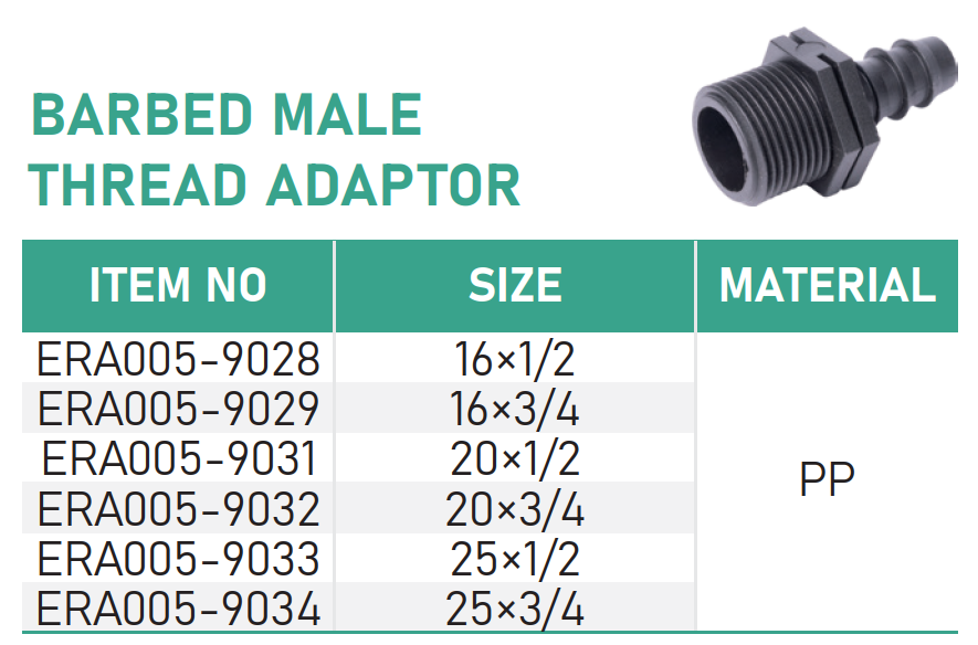 BARBED MALE THREAD ADAPTOR